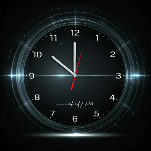 Digital clock face and glowing elements representing 24/7 availability